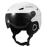 TOMSHOO Skiing Snowboard Helmet Certified Safety Helmet Professional Skiing Snow Sports Helmet Detachable Earmuff Built-in Goggles