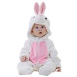 FancyDressWale Cotton Blend Baby Animal Costume Autumn Winter Flannel Hooded Romper Cosplay Jumpsuit 0-24 Months,White