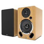 AZATOM M5 Powered Bookshelf Speakers 100 Watts, 5" Carbon Fibre, 2.0 Active, Bluetooth, Wired, Wooden Enclosure, Perfect for Music, Vinyl records, HiFi Home Theatre, Gaming, Laptops, PC (Oak)