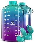 AQUAFIT 1 Gallon Water Bottle with Straw - 4l Water Bottle Time Marker - Motivational Gym Water Bottles 4l - 4 litre Water Bottles 1 Gallon 128 oz - Big Water Jug Large Water Bottle Teal Purple