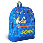 SONIC THE HEDGEHOG School Bag Kids Backpack for Boys Blue Large Capacity Backpack for School Travel Sports Book Bag 2 Pockets Sonic Gifts for Boys (Blue)