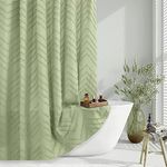 Green Shower Curtain Boho Woven Fabric Shower Curtain Tufted Chervon Textured Shower Curtain Modern Minimalist Shower Curtain for Bathroom Neutral Striped Waterproof Shower Curtain 72 x 72 Inches