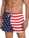 COOFANDY Men's Swim Trunks Quick Dry Board Shorts Swimsuit Swimwear Bathing Suit, P American Flag, Medium