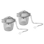 Giffy Stainless Steel Rust-Free Green Tea Infuser for Loose Leaf Tea Brewing | Durable Mesh Strainer with Chain and Hook | Locking Infuser Basket Pack of (2)