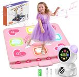 Acelufly Rechargeable Dance Mat Toys for Girls, Light Up Dance Pad with Wireless Bluetooth, 5 Game Modes, Adjustable Volume & LED Lights, Xmas B-Day Gifts for 3-12 Years Old Kids (Pink)