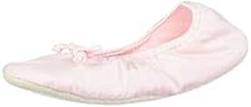 MUK LUKS Women's Stretch Satin Ballerina Slipper, Pink, Large