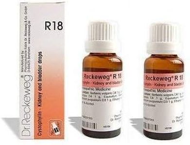 Dr.Reckeweg Homeopathy R18 Kidney and Bladder Drops pack of 2 (2 * 22 ml)