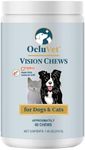 Vision Chews Eye Supplements for Dogs & Cats with Omega 3 Krill, Astaxantin, Choline, Lutein, Glutathione, Cat Vision Supplement & Dog Eye Supplements, Chicken Liver Flavor, 60 Chews, 3.5g Each