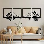 ESTART 4 Pcs Metal Mountain Wall Art, Large Mountains Wall Decor, Mountain Forest Decorative Painting Suitable For Living Room Bedroom Office Indoor And Outdoor (Mountains Rivers Large)