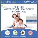 Futon Full Mattress Protector (54" x 75") Waterproof Zippered Encasement Premium White Bed Cover Protects Against Allergens Dust (8"-11" Depth)