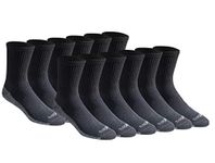 Dickies Men's Dri-tech Moisture Control Comfort Length Crew Socks, Comfort Length Black (12 Pairs), Large