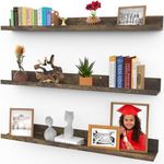 36 Inch (91 Centimeters) Floating Shelves for Wall, Set of 3 in Walnut Brown, Modern Rustic Style, Wall Mounted Display Shelves, Picture Ledges by Icona Bay