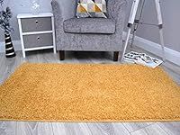 Gold Ochre Machine Washable Thick Soft Shaggy Rug. Available in 8 Sizes. (100cm x 160cm)