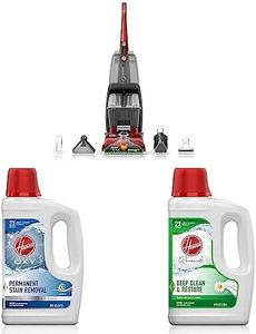 Hoover Power Scrub Deluxe Carpet Cleaner Machine, Red, 27 & Oxy Deep Cleaning Carpet Shampoo, White & Renewal Deep Cleaning Carpet Shampoo, 64oz Formula, White