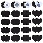 Nipple Covers Disposable, 40 Pcs Breast Covers Self-adhesive Heart Round Flower Cross Shape Invisible Thin Nipple Breast Patches Summer Nipple Stickers for Women Girls Pastry Dress (Black)