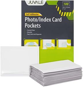 100 Pack Top Load 4x6 Photo Sleeves with Adhesive, Index Card Holder for Office Supplies, Clear Label Pockets for Small Business