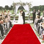 MODFUNS Wedding Aisle Runner Outdoor Red Carpet Runner for Party 4FTx25FT Velvet Fabric Hollywood Carpet Aisle Runner Include Carpet Tapes Unique Walkway Rug Birthday Stage Wedding Aisle Accessories