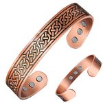 Vicmag Copper Magnetic Bracelet for Men 9 PCS Ultra Strength Magnets Brazaletes 99.99% Solid Pure Copper Cuff Bangles (Adjustable Size with Gift Box) (Ax)