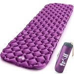 Lightweight Sleeping Mat, Ultra Light Inflatable Camping Pad, Outdoor Hiking Backpacking Festival Air Mattress, Waterproof TPU, 190cm x 56cm x 5.5cm, 520g (Purple)