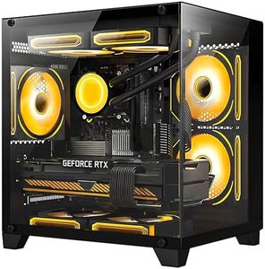 HELLOLAND Gaming PC Desktop -AMD Ryzen 7 5700G 3.8 GHz-RTX 4060 8GB-32GB DDR4 RAM-1TB M.2 +2TB SATA SSD-240 Liquid Cooler -WiFi & Bluetooth -RGB Fans-Windows 11 Pro Computer-Black