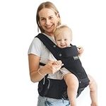 Momcozy Baby Carrier with Hip Seat, 2-in-1 Forward-Facing Carry for Active Babies, Detachable Hands-Free Infant Carrier up to 20kg, All Seasons Toddler Carrier Fits Waist Sizes up to 120cm, Black