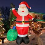 BLOWOUT FUN 8ft Christmas Inflatable Santa with Gift Bag Decoration LED Blow Up Lighted Decor Indoor Outdoor Holiday Art Decor Decorations