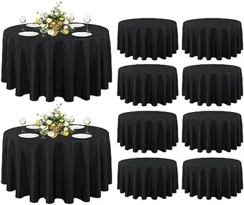 sancua 10 Pack Round Tablecloth Black 90 Inch - Stain and Wrinkle Resistant Table Cloth, Washable Polyester Table Cover for Dining Tables, Buffet Parties and Camping
