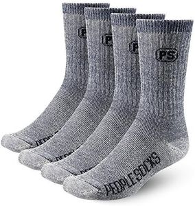 People Socks Men's Women's Merino wool crew socks 4 pairs 71% premium with Arch support Made in USA, Large Navy Blue, Large