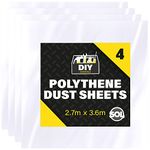 4pk Plastic Dust Sheets for Decorating | 3.6m x 2.7m Large Dust Sheets for Furniture | Dust Sheet Plastic Sheets for Painting | Dust Sheets for Painting Plastic Sheeting for Decorating | Plastic Sheet