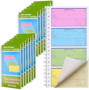 TANEMUDO 12 Pcs Spiral Bound Phone Message Book for Business Office, 5 1/2" x 11"2 PartTelephone Message Pads with Carbon Copy, Colorful Carbonless Duplicate Call Log Book