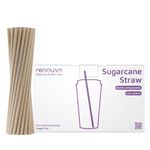 RENOUVO Sugarcane Straws - Home-compostable, Carbon Footprint Verified, Plastic-free, PFAS-free, Eco-friendly Straws for Sodas, Juices, Coffee & More (Pack of 500, REGULAR STRAW SIZE 8.27" x 0.24")