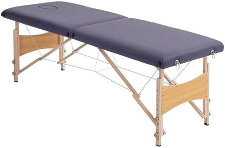 HOMCOM Camilla de Masaje Plegable Mesa de Masaje Portátil con Reposacabezas Marco de Madera Camilla Fisioterapia con Altura Regulable y Bolsa de Transporte 186x60x58-81 cm Púrpura