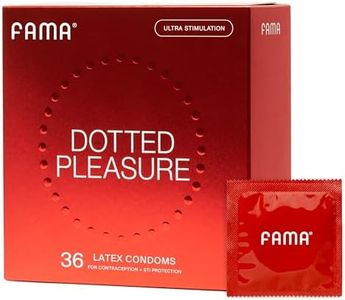 FAMA Dotted Condoms for Men,Extra Sensitive Lubricated Latex Condoms,Textured for Comfort,Man Condoms.2.12-Inch/54 mm Diameter(36 Count (Pack of 1))