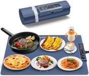 INNOWARMER Electric Warming Plate, Food Warmer, Full-Surface Heating, Foldable Silicone Warming Plate, 3 Adjustable Temperature & Timer, Electric Buffet Warmer for Buffet Family (Blue)