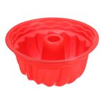 uxcell Silicone Cake Pan, 9.5 Inch Non-Stick Fluted Tube Pan for Fluted Cakes, Chocolate, Cheese Cake, Bread, Red