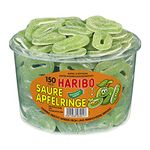 Haribo Sour Apple Rings, Gummy Bears, Wine Gummies, Fruit Gummies, 150 Units, 1200 g Tin