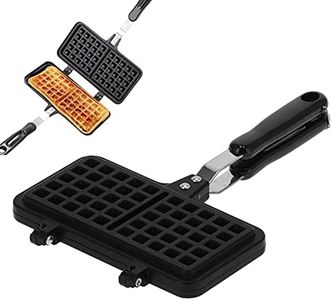 Waffle Maker Pan, Portable Stove Top Cast Iron Waffle Maker Pan Household Waffle Pan Cake Maker Mold Double Sided Non Stick Waffle Baking Mold