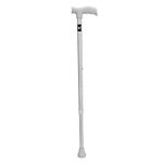 Dr. TORSO Walking Stick with Adjustible Height Stainless Steel Body for Patients, Old People or Physically Challenged (Chrome) Grey