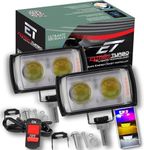 ELTRON TURBO Ultra Mini Double Lens LED Fog Light For Apache With Yellow&White Fleshing Light Reflection 12-24 V, 45W (Pack Of 2, Red&Blue Drl)