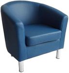 The Home Garden Store Designer Leather Tub Chair Armchair For Dining Living Room Office Reception (Royal Blue)