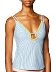 Lucky Brand Women's Keyhole Front Tankini Swimsuit Top, Blue//Santa Margarita, X-Small