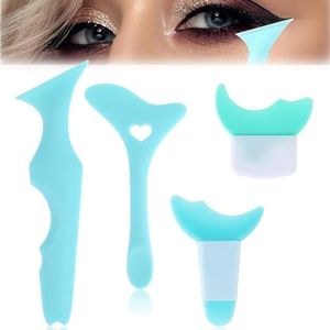 Eyeliner Stencils 4 Pcs Reusable Eye Makeup Aid Tool Multifunctional Silicone Eyeliner Aid Tool Mascara Shield Eyelash Eyeshadow Eyeliner Lipstick Aid Tool for Beginners Women Girls