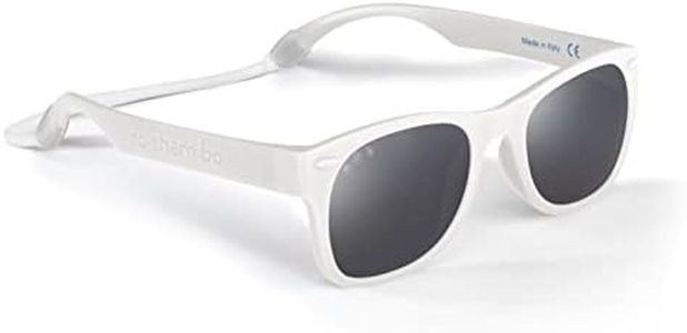 ROSHAMBO Unbreakable Baby Sunglasses with Strap BPA-free – Girls Boys 0-24 months Infants – Polarized Lens, Assembled in USA, Ice Ice Baby