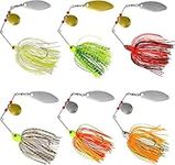 Fishing Lures Spinnerbait Buzzbait Spinners Kit Metal Spinner Bait Kit Jigs Lure for Bass Pike Trout Salmon Freshwater Saltwater Fishing(A-6PCS)