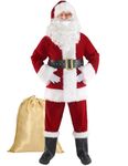 WHOBUY Men's Deluxe Santa Suit 10pc. Christmas Adult Santa Claus XL