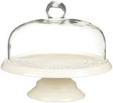 KitchenCraft Classic Collection Cake Stand with Glass Dome, Caramic, 29cm, Cake Storage with Lid, Off-white