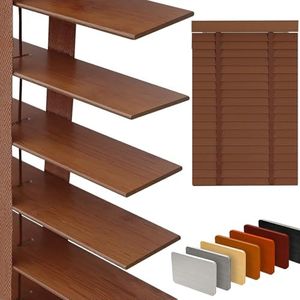 2" Slats Wood Blinds for Indoor Windows: Solid Wooden Blackout Blinds & Shades,Black Out Privacy Horizontal Blinds for Home Bedroom Bathroom Living Room Windows and Doors 71.5" WX72 H Brown