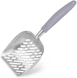 SunGrow Cat Litter Scoop - Premium Multicat Metal Sifter with Deep Shovel, Non-Slip Handle & Curved Design for Maximum Coverage - Durable, Heavy Duty Cat Poop Scooper for Litter Box