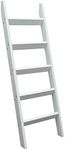 Hallops Blanket Ladder 5 ft - Wood Rustic Ladder Shelf - Ladder Shelf for Quilt - Rustic Farmhouse Decor - Vintange Wooden Ladder Shelf (Thick, White)