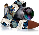 Art Tribute Camera Strap for All DSLR and Mirrorless Cameras. Universal Neck, Crossbody & Shoulder Strap, Blue Crane Gold Foil Vintage Floral Pattern, Gift for Men & Women Photographers